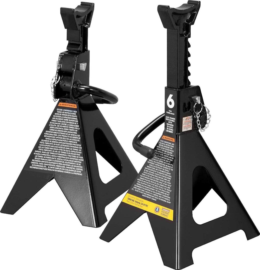 BIG RED AT46002ABR-2 Torin Double Locking Steel Jack Stands, 2 Pack, 6 Ton (12,000 lb), Black (basic)