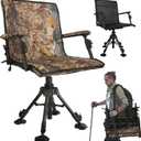 FUNHORUN Hunting Chair with Removable Camouflage Cover, 360 Degree Silent Swivel Hunting Seat with Adjustable 4 Legs Height and Armrests, Tool-Free Foldable Ground Blind Chair, Portable Seat, 360 swivel chair for hunting
