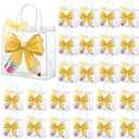 Motipuns 24 Back to School Gift Bags Bulk Clear PVC First Day of School Gift Bag with Handles, Plastic Pencil Style End of Year Teacher Appreciation Goodie Treat Bags for Graduation Wrapping Supplies