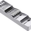 Lifewit Small Flatware Drawer Organizer, Compact Narrow Silverware Tray for Kitchen Drawers, Plastic Cutlery Holder for Spoons, Forks, Knives  Fits Small & Slim Kitchen Drawers, Gray