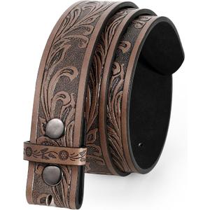 Men Women Western Belt Strap for Jeans Dress Cowboy Leather Belt Strap without Buckle (28''-31'', Dark Brown)