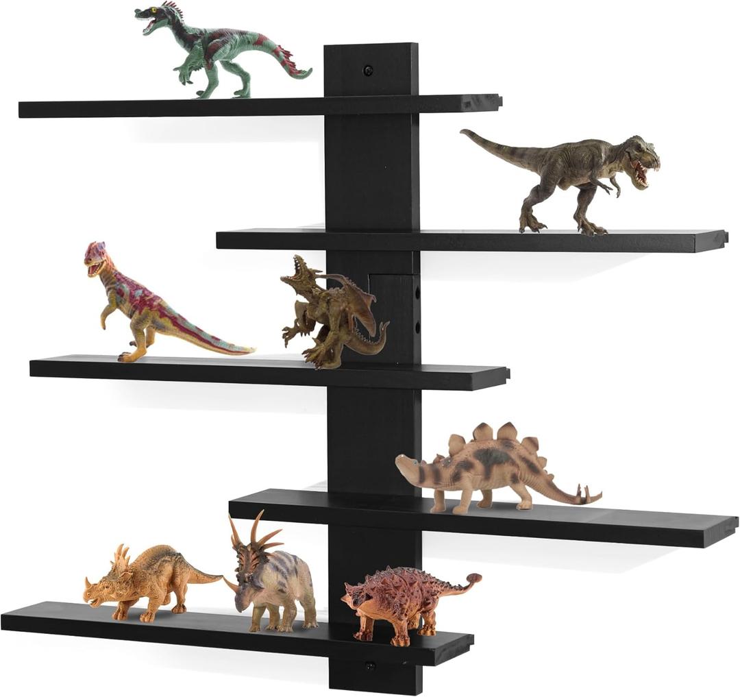 NIUBEST Floating Shelf for Wall, for Tonie Shelf, Small Wood Display Shelves Rack for Collectibles-Figures, Shot Glasses, Mini Decor, for Toy(Black)