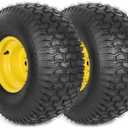 (2-Pack) 20x8.00-8 Rear Tire and Wheel Assemblies - 4 Ply Tubeless Tire Compatible Replacement for Riding Lawn Mowers - 3/4" Borehole, 3.5" Offset Hub and 3/16" Keyway