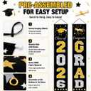 2 x 2026 Graduation Decorations Black and Gold Congrats Grad Banner Class of 2026 Decorations Congratulations Banner for Grad Party Decorations High School College Graduation Party Supplies Indoor Outdoor