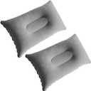2 Pack Ultralight Inflatable Pillow Small Squared Flocked Fabric Air Pillow Beach Pillow for Hiking,Camping,Traveling,Napping,Desk Rest,Neck Lumbar Support(Gray)