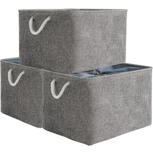 TheWarmHome Storage Baskets for Organizing, Sturdy Fabric Storage Basket , Foldable Storage Baskets for Shelves Closet Nursery Toy (Grey 3 Pack 20.515.713.8inch) (3PCS/Extra Jumbo - 20.5Lx15.7Wx13.8H)