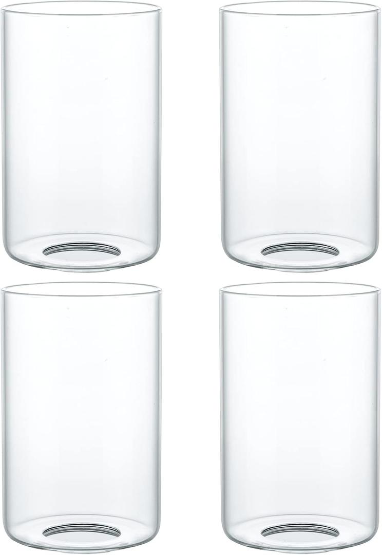 Clear Lip-less Glass Lamp Shade, Cylindrical Light Cover with Fitter Opening, Replacement for Chandelier, Bathroom Vanity Light, Pendant, 4 Pcs