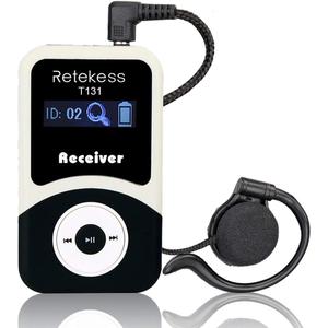 Retekess T131 Wireless Tour Guide System Receiver with 3.5mm One-Side Earphone, 99 Channels, Audio Translation System for Church School Training Court Factory (Use with T130 Transmitter) (Small)