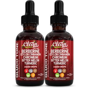 Organic Ceylon Cinnamon Berberine Liquid Drops Supplement with Bitter Melon Extract, Glucomannan, Gymnema, Chromium, Turmeric, Organic Panax Ginseng, Apple Cider Vinegar, Moringa Powder Vegetarian (2)