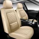 Car Seat Covers Full Set,Luxury Leather Seat Covers for Cars,Universal Waterproof Interior Seat Covers, Automotive Car Seat Cover for Most Vehicles,Truck,SUV Beige