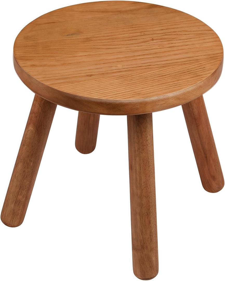 Round Solid Wooden Step Stool,Plant Stool Indoor,11.8 Height, Plant Stand for Kitchen, Bedroom, Bathroom, Livingroom (Walnut, 11.8inch)