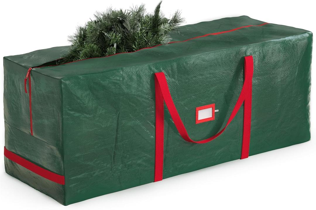 Zober Christmas Tree Storage Bag - Fits 7.5 Ft Artificial Trees - Plastic, Waterproof Christmas Tree Bag For Storage Box For Xmas - Strong, Durable Handles - Label Card Slot - Green