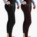 2 Pack Leggings with Pockets for Women, High Waisted Soft Leggings for Yoga Gym L-XL