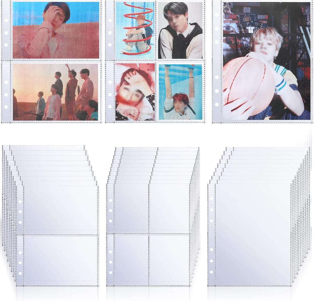 30 Sheets Clear Binder Sleeves Pocket Sheets Protectors Double Sided Plastic Sleeves for Binder Refill, Photo Card Sticker Organizer Pocket Pages Binder Inserts for 6 Ring A5 Binder (1, 2, 4-Pocket)