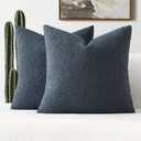 FUTEI Pack of 1 Haze Blue Decorative Throw Pillow Covers 26x26 Inch Soft Cozy Solid Boucle Textured Euro Pillow Shams,Modern Home Decor for Couch Bed Living Room