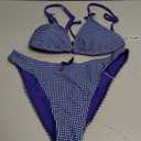 seamoly Women's Bikini Sets Tie Back Bowknot Two Piece Swimsuits Triangle Thong Bathing Suit Gingham Floral Cherry Printing (Medium)