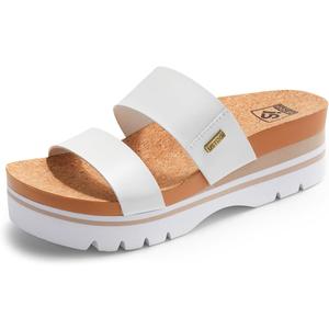 Ustogi Women's Higher Platform Sandals Arch Support Beach Slides for Woman Orthotic Summer Causal Cork Footbed Slip on Cushion Cute 2 Strap Flatform, 7.5