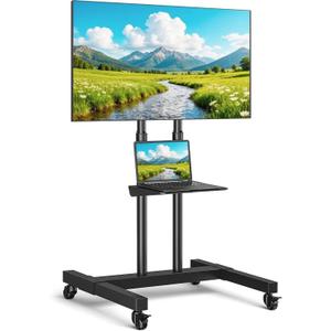Rfiver Rolling TV Stand for 32-83 Inch TVs with 15-Level Height Adjustment