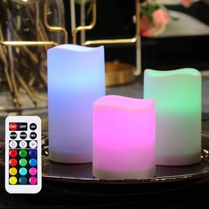 yucanucax Remote Control flameless LED Candle Light, Outdoor/Indoor Color Changing Plastic Candle, Set of 3 use 3AAA Battery……