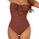 Women's One Piece Swimsuit Strapless Bandeau or Halter Bathing Suits Sexy Flattering Swimwear, XL