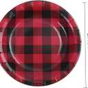 Aneco 60 Pieces Red and Black Plaid Paper Plates Disposable Plates Round Plates Party Supplies for Party, 7 Inches