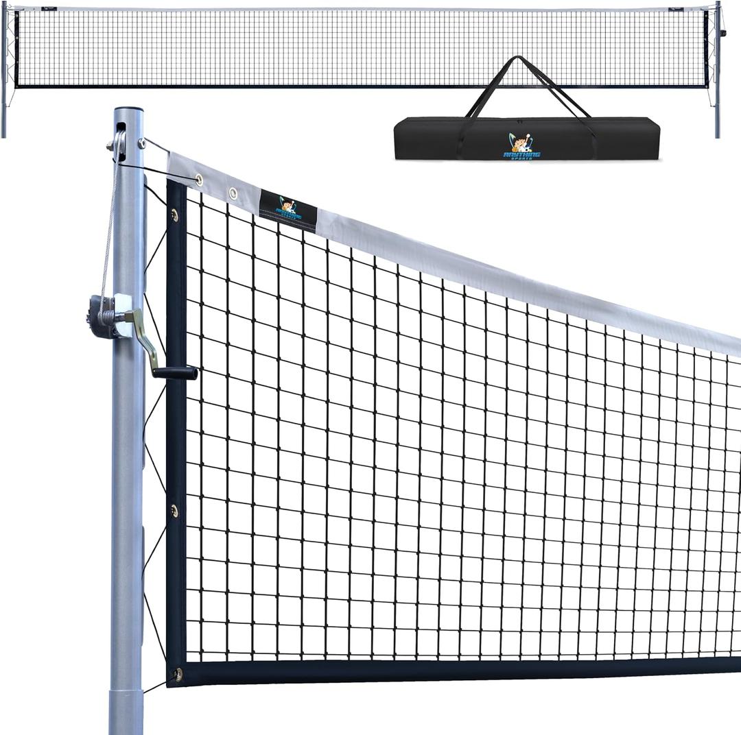 In-Ground Pickleball Net System Heavy-Duty Fixed Net with Hand Crank Tension, Pulley Alignment, All Hardware Included | Meets USAPA Regulation Height (36 Ends / 34 Center) | Professional Grade