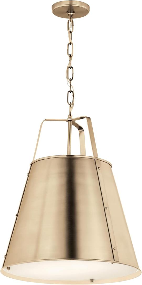 Kichler Etcher 2-Light Pendant, Updated Traditional Light with Etched Painted White Glass Diffuser in Champagne Bronze, for Kitchen or Dining Room (22.5" x 18"), 52711CPZ