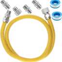 48" Gas Dryer Hose Kit,Stainless Steel Stove Gas Line with Connector 1/2" MIP 1/2"FIP 3/4"MIP Fitting,5/8" OD(1/2" ID) Gas Connector Kit for Stove,Gas Stove, Dryer,Water Heater-by MIFLUS