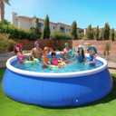 Inflatable Pool, Large Inflatable Swimming Pool for Kids,Adult, Blowup Pools with Seats,Backrest.Durable Thickened 96.06"x96.06"x24.8"Inflatable Family Pools for Backyard,Blue (72.04 * 20.07)