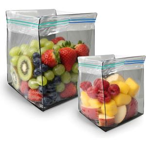 Ziplock Bag Holder, 2 Pack Acrylic Baggy Rack Holder for Food Prep Bag, Food Storage Bag Stand, Freezer Bag Stand, Hands-Free Food Storage Bag Stand for Quart & Gallon Sizes (Gray)