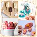 3 Inch Cakesicle Cutter and Cake Pop Mold Set with 8.7in Tray, 100 Wooden Sticks & 100 Bags, Silicone Cakesicle Mold for Homemade Cake Pops, Baking, Birthdays and Party Desserts (White)