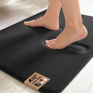 GORILLA GRIP® Memory Foam Bath Rug for Bathroom, 23x17 Black 