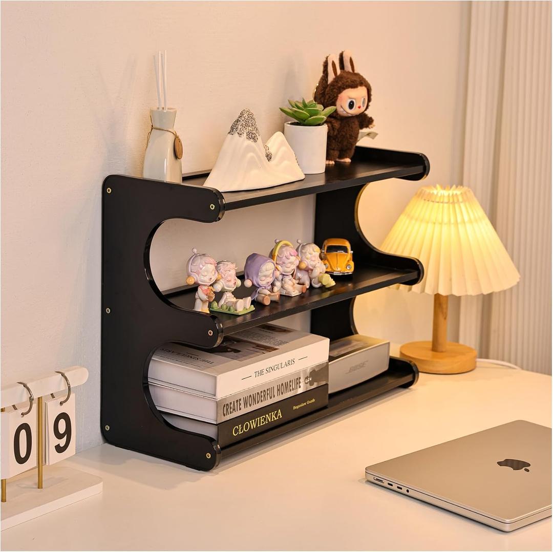 3 Tier Bookshelf for Desktop, Storage Rack, Desktop Organization