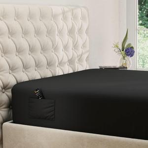 DREAMCARE King Fitted Sheet Only - Extra Deep Pocket Fitted Sheet - Fits up to 21 inch Mattress - Deep Pocket King Sheets - Hotel Luxury - Oeko-Tex Certified Sheets - 1 Fitted Sheet Only (Black)