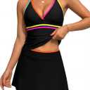 BMJL WomensTwo Piece Tankini Bathing Suits with Skirt Black Tummy Control Swimsuits Modest Swimwear 2025(Black, L)