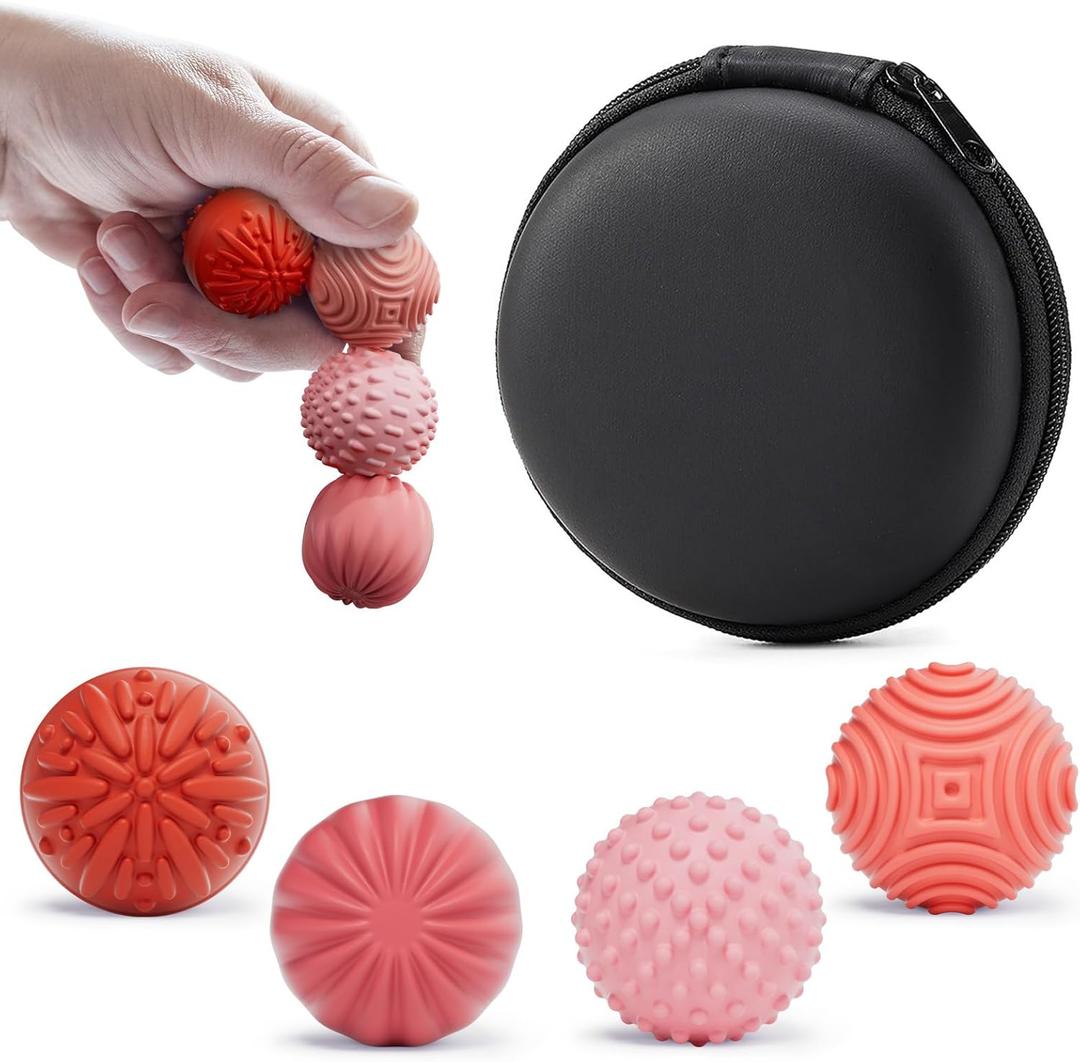 Silicone Magnetic Balls Fidget Toys for Adults & Teens,4PCS Stress Relief Sensory Toys for Autism ADHD Anxiety,Fun Textures Gadgets,Office Desk Toy,Stocking Stuffers for Men Women Teen Gifts (Rose Pink)