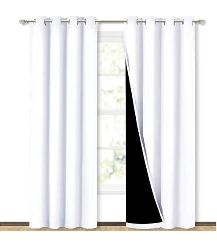 SUN+BLK Nantes Luxury Insulated Total Blackout Grommet Single Curtain Panel, Noise Reducing, Light Blocking, White, 52x84