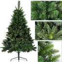 6.5Ft Prelit Classic Spruce Artificial Christmas Tree with LED Lights, PVC Needle Foliage, 'Feel Real' Artificial Full Christmas Tree with Timed Remote Control and Foot Switch Device, Christmas Decor