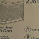 Small Trash Can with Lid Soft Close-10L/2.6 Gal Stainless Steel Outdoor Dog Poop Garbage Can-Metal Waste Bins with Pedal for Bathroom Bedroom Office-White