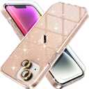 Choiche Compatible for iPhone 14 Case Women Phone Case, Cute Bling Sparkly, Military Grade Drop Protection, 2 Diamond Camera Lens Covers, 2 Tempered Glass Protectors, 6.1 inch (Glitter Gold)