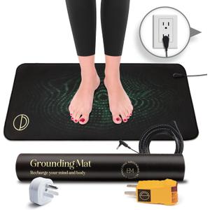 Grounding Mat for Feet (13x29in)  Earth Connected Wellness for Pain Relief, Muscle Tension & Relaxation  Travel Size Grounding Pad with Outlet Tester by Earth and Moon