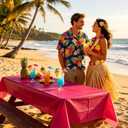 12 Pack Hawaiian Plastic Tablecloth for Round Tables, Tropical Luau Disposable Table Cover, Luau Table Cloth for Summer Pool Beach Flamingo Birthday Picnic Party Supplies Decorations
