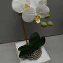 Fake Flowers with Vase, Large Orchids Artificial Flowers in Silver Pot Fake Orchid Fake Plant in Pots Artificial Flowers for Home Decor Indoor Table Centerpiece Bathroom Decoration