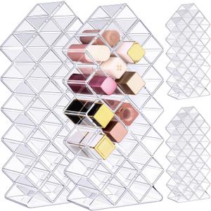 Hoolerry 4 Pack Acrylic Lipstick Holder Organizer 112 Slots Clear Lip Gloss Holder Organizers Stackable Lipsticks Tower Lipstick Case Display Stand Storage Box for Makeup Cosmetic Vanity(Fish Shape)