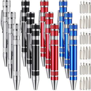 Mudder Pen Screwdriver Gifts Multitool Handy Tool 8 in 1 Magnetic Pocket Screwdriver Precision Function for Mini Gadgets(12 Pieces)