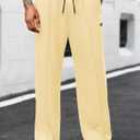 ZAFUL Men's Baggy Drawstring Elastic Waist Sweatpants with Pockets Solid Color Straight Patchwork Wide Leg Lounge Long Pants (M)