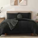 Monbix Oversized Queen Comforter Set - 7 Pieces Black Bed in a Bag Oversized Queen Bedding Sets with Comforters, All Seasons Comforter Bed Set with Sheets, Pillowcases & Shams