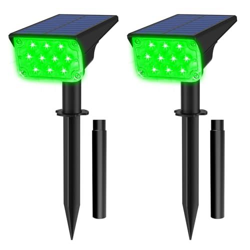 T-SUNUS Green Solar Spot Lights Outdoor Waterproof IP65, Landscape Spotlights 2 Modes Dusk to Dawn for Accent Uplighting Christmas Halloween St. Patrick's Day Tree Yard Statue Graveyard Driveway Flag