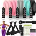 Aihoye Resistance Bands for Working Out, Exercise Bands with Handles, Stretch Bands for Exercise, Workout Bands with Door Anchors for Physical Therapy & Strength Training (10-100LB Set (12Pcs) Makaron)