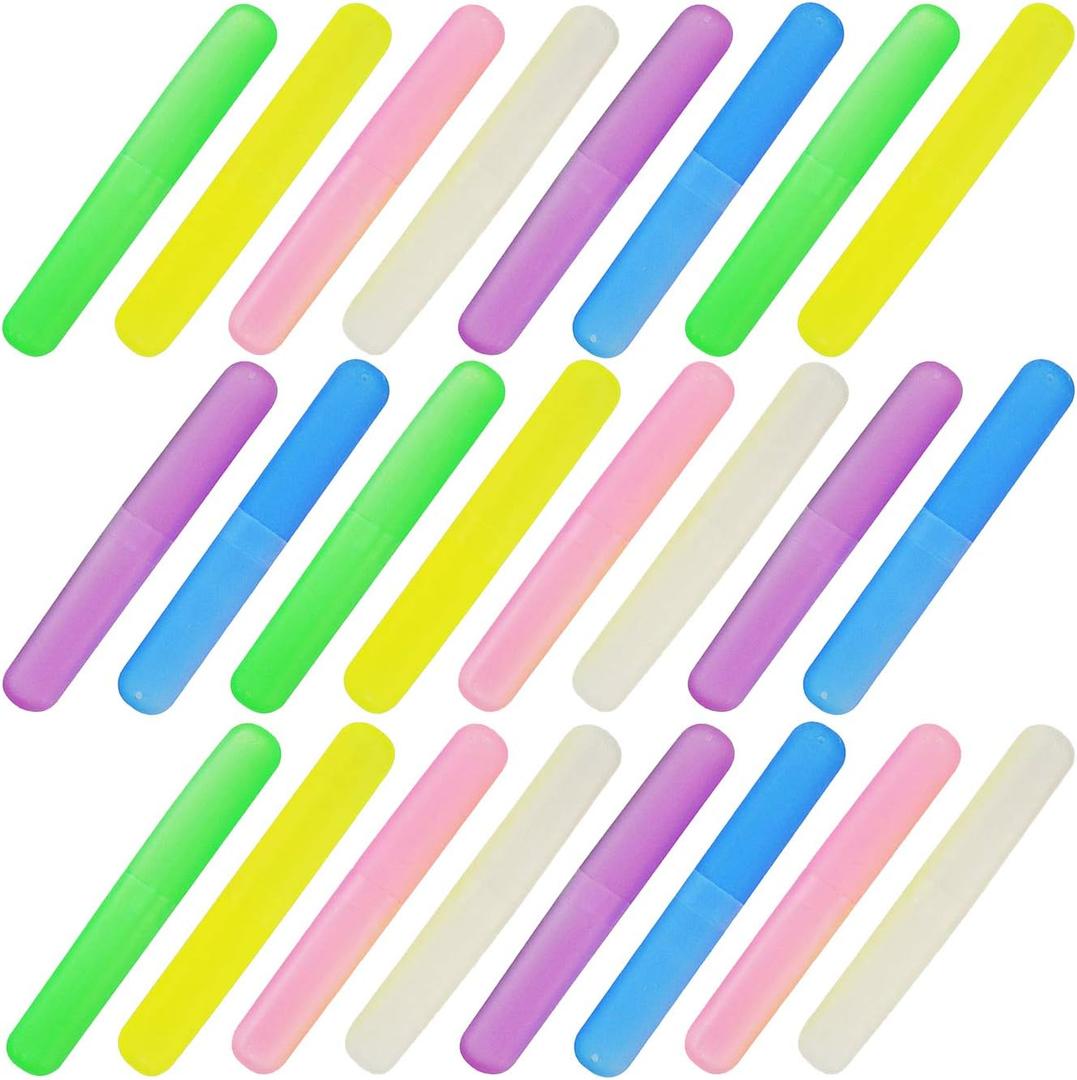 24PCS Plastic Toothbrush Case Six Colors Portable Dust-proof Toothbrush Cases Toothbrushes Holder for Daily and Travel Use 